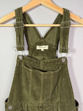 Madewell Corduroy Overalls Womens M Olive Green Wide Wale Cottagecore Grunge 90s